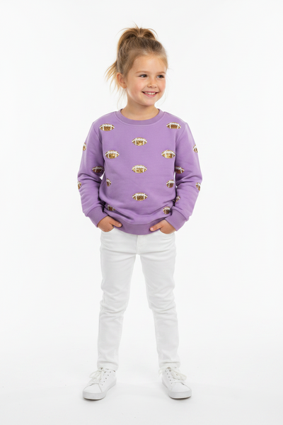 Tweenstyle by Stoopher - Glitter Football Crewneck - Lavender