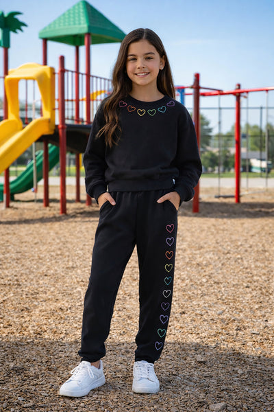 Tweenstyle by Stoopher - Embroidered Heart Sweatsuit