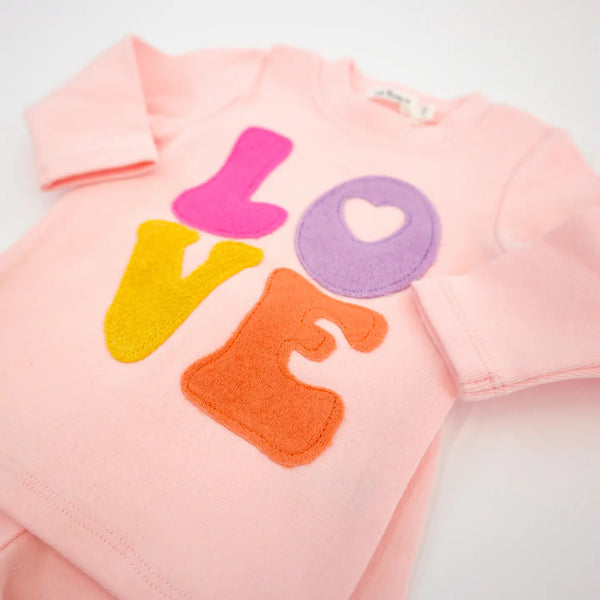 Oh Baby - Cotton Candy Love Terry Applique 2pc Set Pale Pink