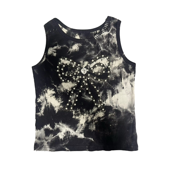 Tweenstyle by Stoopher - Black/Silver Bow Tie Dye Tank