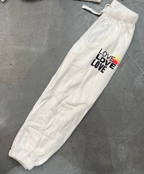 Flowers by Zoe - Love Off White Fleece Sweatpants