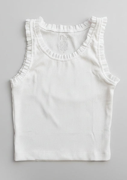 Flowers by Zoe - Eyelet Trim Tank Top-White