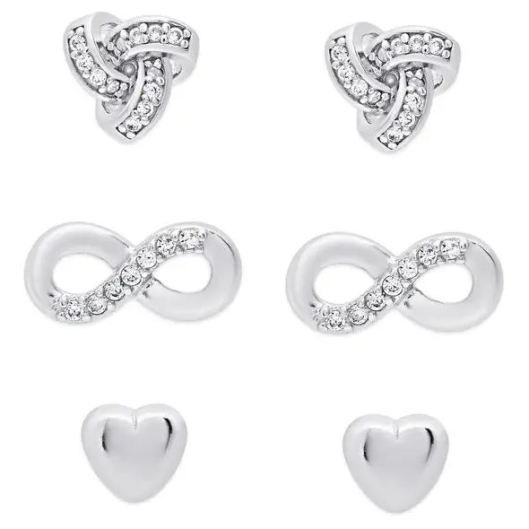 Lily Nily - Love Love Love Cz Stud Set - Sterling Silver