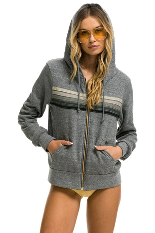 Aviator Nation - 5 STRIPE HOODIE - HEATHER GREY // GREY