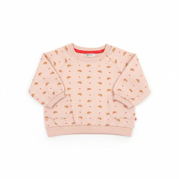 Babyface -All Over Heart Croissant Sweatshirt with Pockets with Matching Flare Pants