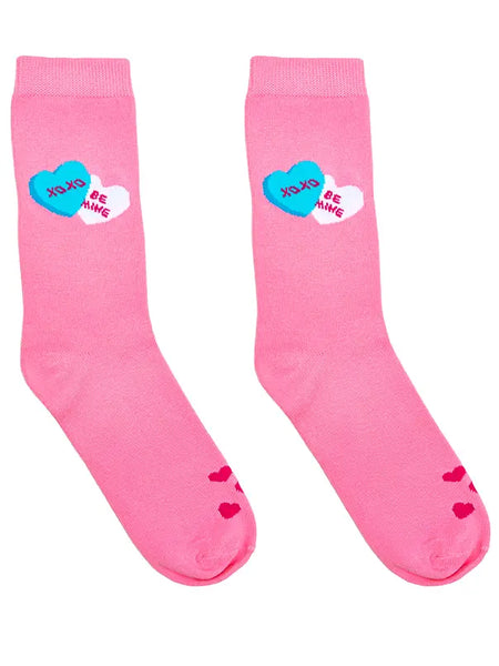 Living Royal - Crew Socks - V-Day Hearts - "Be Mine" - Pink