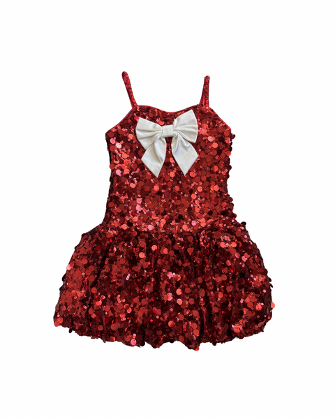 Red Sequins Bubble Bow Dress (PREORDER)