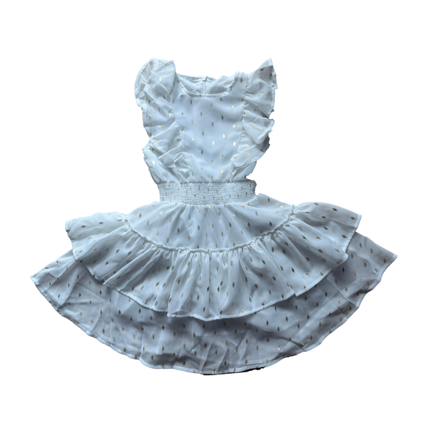 Tweenstyle by Stoopher - Gold/Cream Smocked Dress