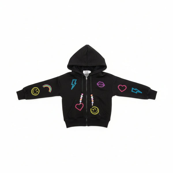 Rock Candy - Black Sparkle Icon Zip Hoody