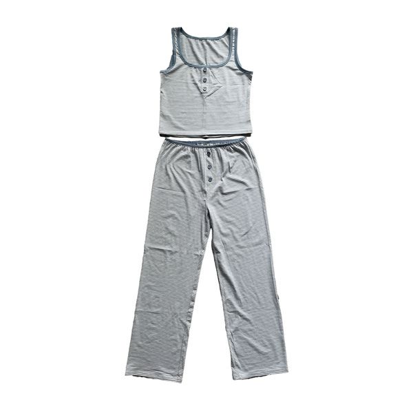 Tweenstyle by Stoopher - Pin Stripe Tank and Pant Lounge Set - Blue