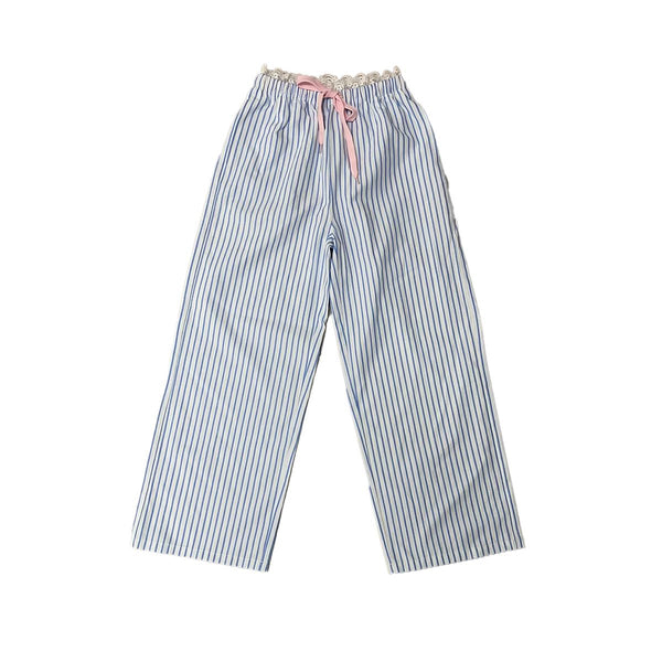 Tweenstyle by Stoopher - BLUE PINSTRIPE LOUNGE PANT WITH LACE TRIM