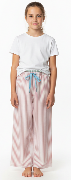 Tweenstyle by Stoopher - PINK PINSTRIPE LOUNGE PANT WITH LACE TRIM