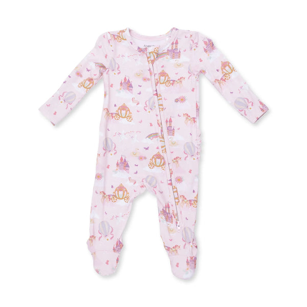 Angel Dear - Princess Unicorns and Castle  2 Way Ruffle Back Zipper Footie