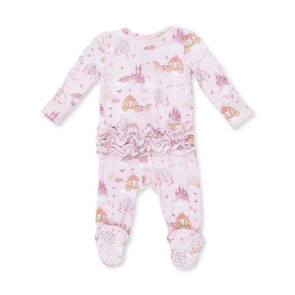 Angel Dear - Princess Unicorns and Castle  2 Way Ruffle Back Zipper Footie