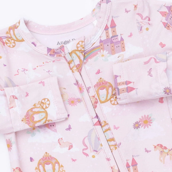 Angel Dear - Princess Unicorns and Castle  2 Way Ruffle Back Zipper Footie