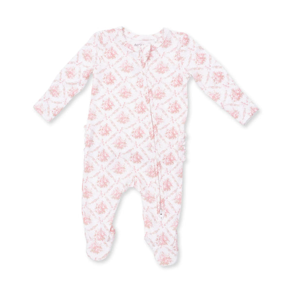 Angel Dear -Rose Bow Lattice  2 Way Ruffle Back Zipper Footie