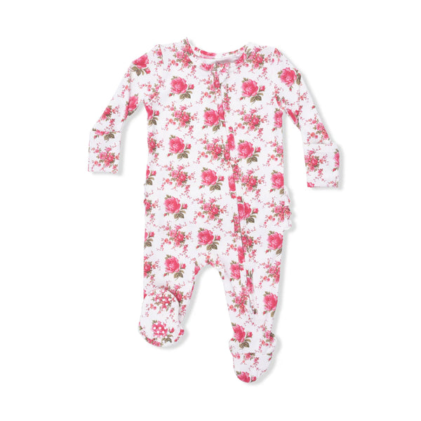 Angel Dear - Elegant Roses-2 Way Ruffle Back Zipper Footie