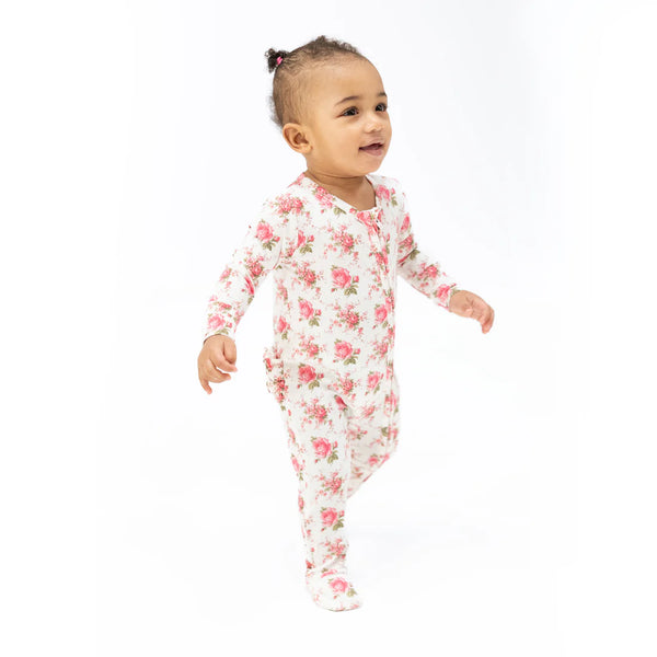 Angel Dear - Elegant Roses-2 Way Ruffle Back Zipper Footie