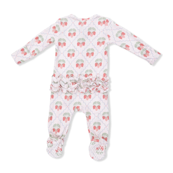 Angel Dear - Sweet Strawberries - 2 Way Ruffle Back Zipper Footie