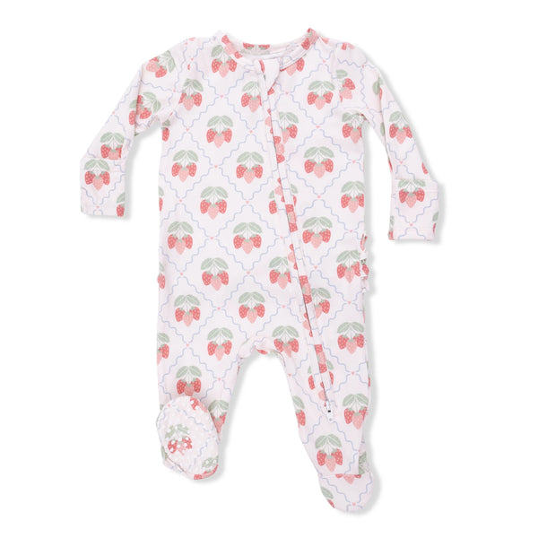 Angel Dear - Sweet Strawberries - 2 Way Ruffle Back Zipper Footie