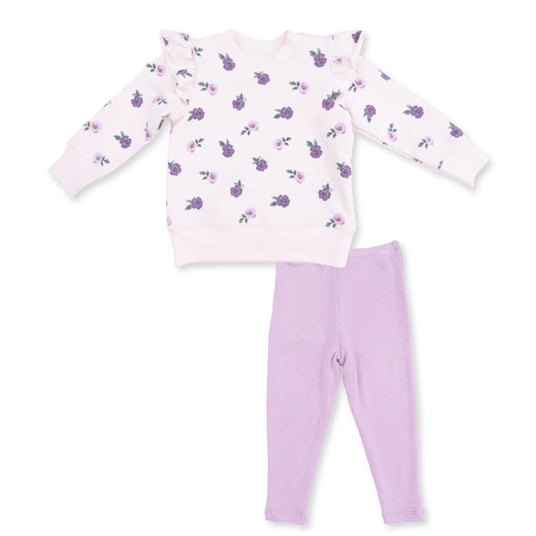Angel Dear - Violetta Floral  Ruffle Sweatshirt and Legging