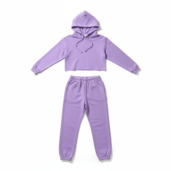 Suzette -Cloud Hoodie With Raw Edge Bottom-Violet Crush