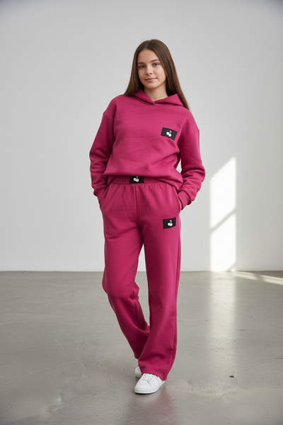 Prince Peter - Wide Leg Pant With Cherry Patch- Red Plum