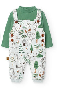 Boboli - Bodysuit and Overalls in Green Fleece