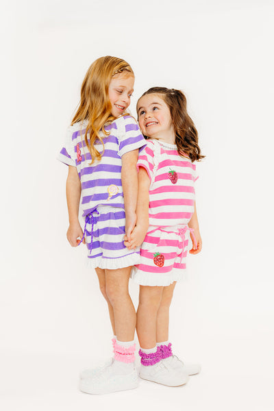 Pink Stripe Strawberry Terry Set