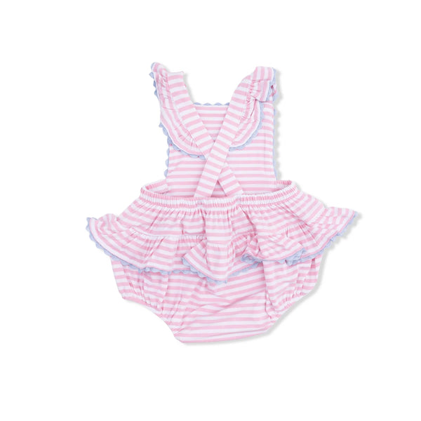 Angel Dear -Cherry Stripe - Ric Rac Ruffle Sunsuit