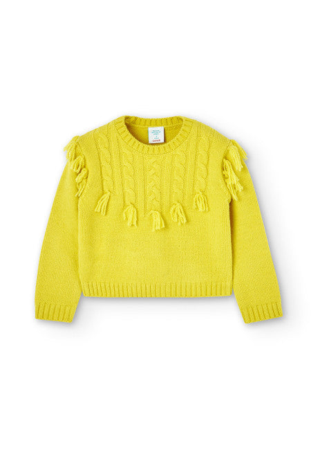 Boboli - Yellow Pullover Sweater with Fringe
