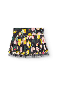 Boboli - Floral Print Skirt with Tulle Underlay