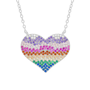 Lily Nily - Rainbow Cz Pave Heart Necklace