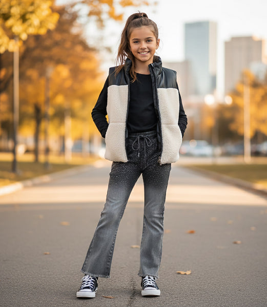 Tweenstyle by Stoopher - SHERPA/PLEATHER PUFFER VEST