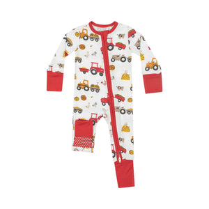 Angel Dear -  ZIP ROMPER-HAPPY TRACTORS