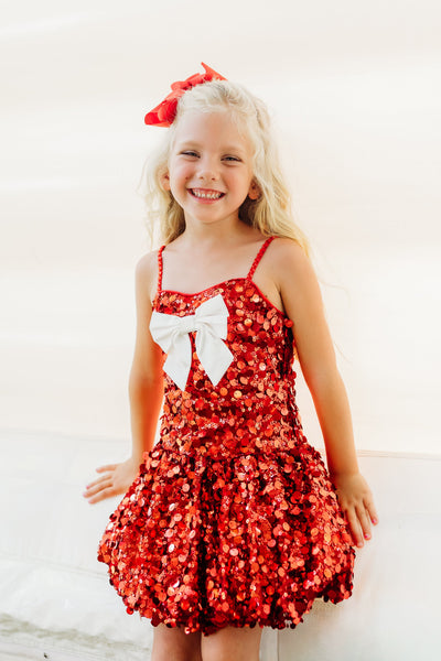 Red Sequins Bubble Bow Dress (PREORDER)