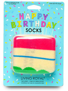 Living Royal - Crew Socks - Cake - "It's My Birthday" - Cream