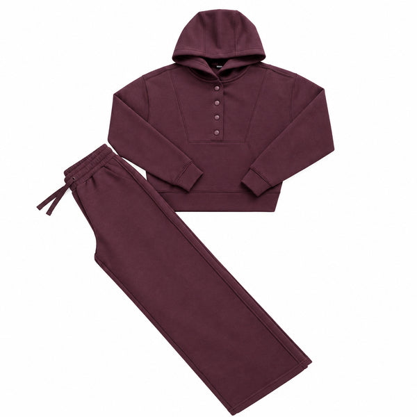 Vintage Havana -Bordeaux Luxe Cloud Snap Hoodie
