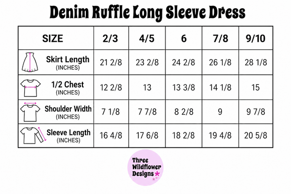 Denim Ruffle Long Sleeve Gem Button Dress