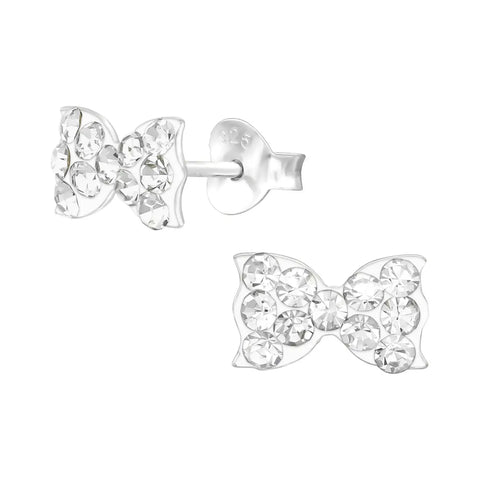 Lily Nily - Crystal Bow Stud Earrings in Sterling Silver