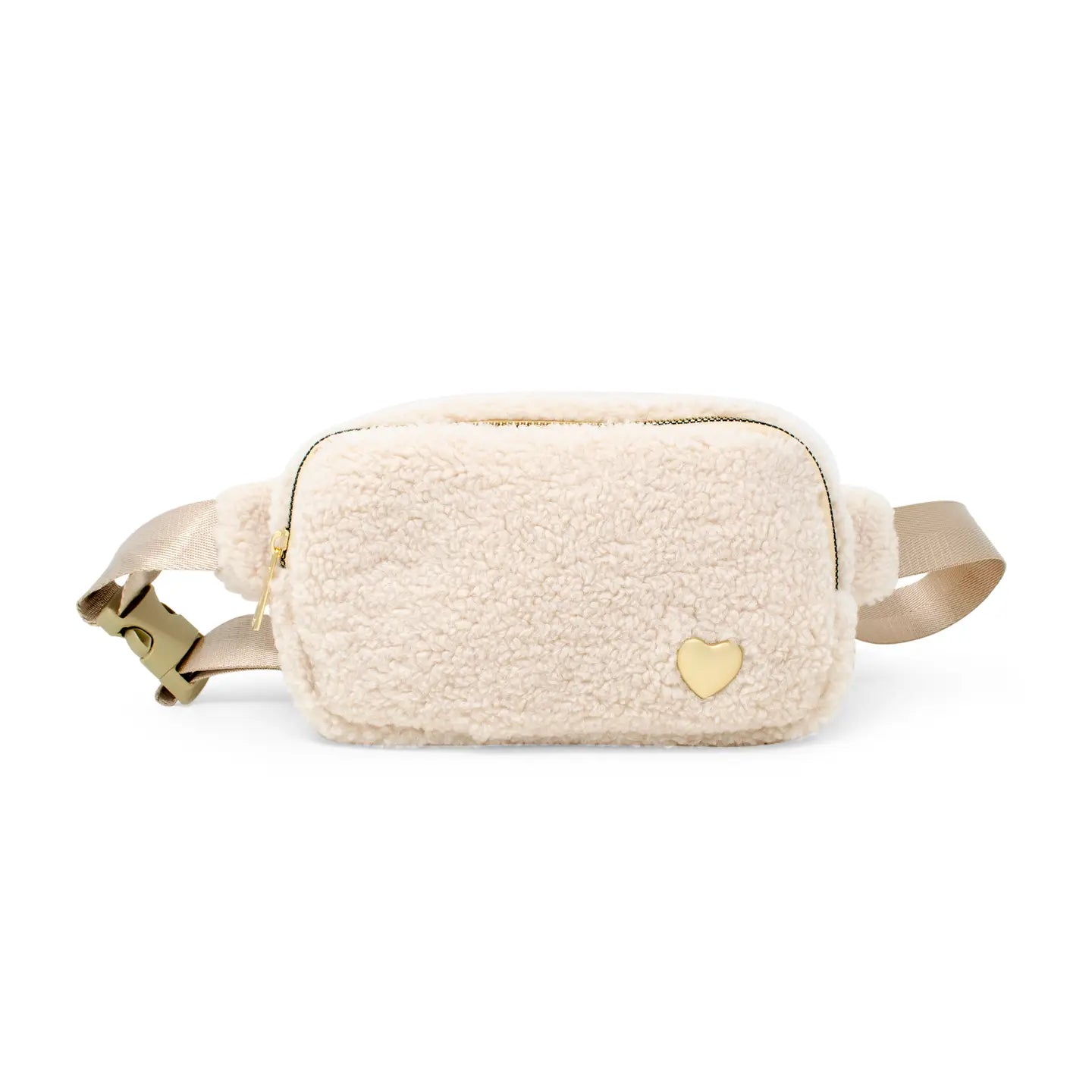 Zomi Gems - Fuzzy Crossbody Sling Bag w/ Heart For Kids - Beige