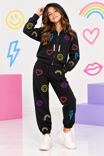 Rock Candy - Black Sparkle Icon Zip Hoody