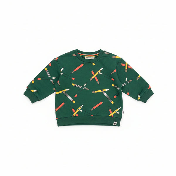 Babyface -Dark Green Pencil Crewneck Sweatshirt With Tan Pull On Pants