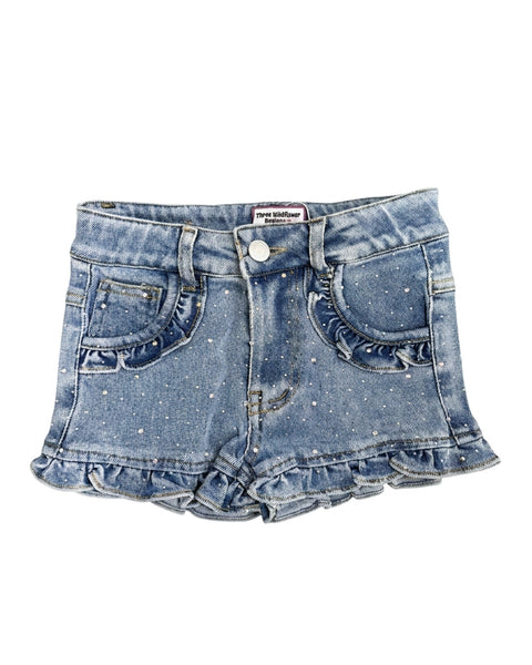 Denim Ruffle Gem Shorts