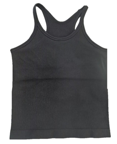 Suzette - Rib Tank With Built-in Shelf Bra-Black
