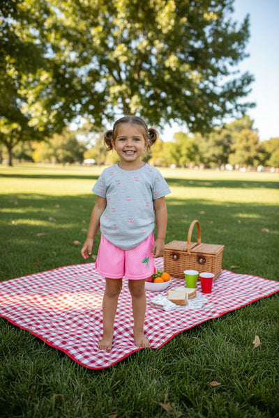 Dori Creations - Mesh Shorts with Pink Cherry Decal