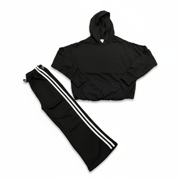 Suzette - Cloud Wide Leg Pant with Side Stripes-Black/White
