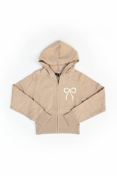 Vintage Havana - Oatmeal Chelsea Sweater Bow Full Zip