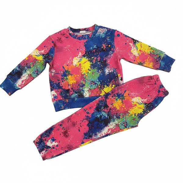 Dori Creations - Multi Tie Dye Ribbed  Long Sleeve Top