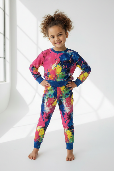 Dori Creations - Multi Tie Dye Ribbed  Long Sleeve Top